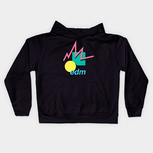 EDM – Retro 90s Vaporwave Pattern Kids Hoodie by MeatMan